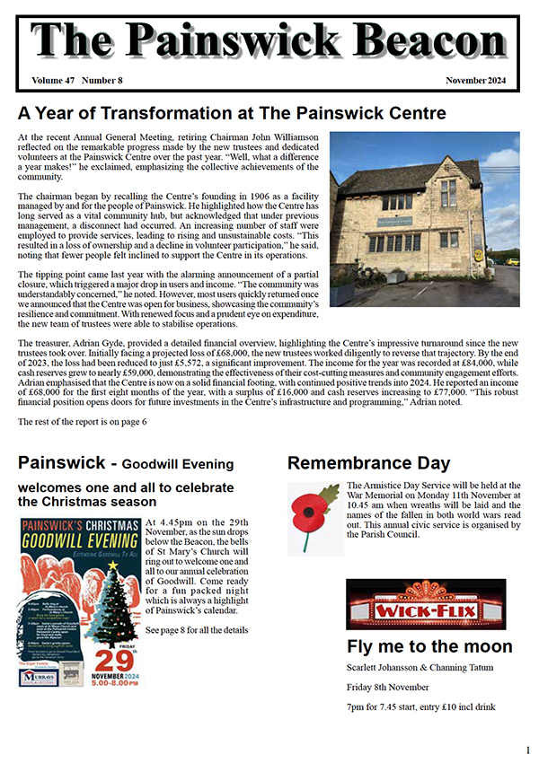 The latest edition of The Painswick Beacon November 2024