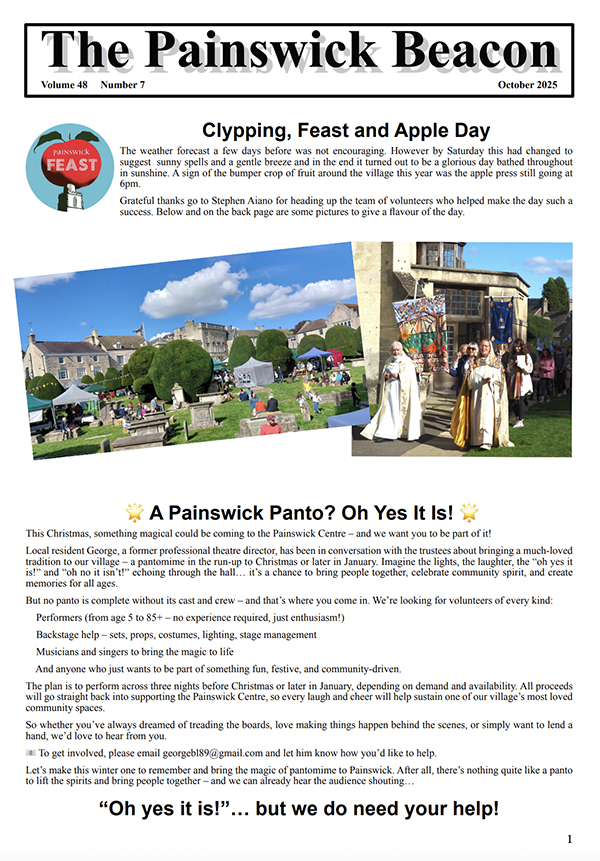 The latest edition of The Painswick Beacon October 2025 
